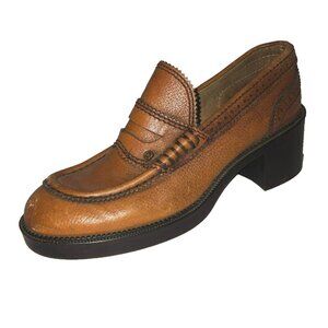 GH Bass Weejuns Penny Loafers Pebbled Leather Platform Shoes Womens 6.5 Academia